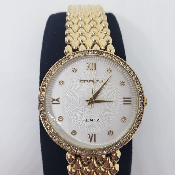 CRRJU Gold Bracelet Watch Stainless Steel Back Water Resistant (NWOT) - Picture 4 of 9